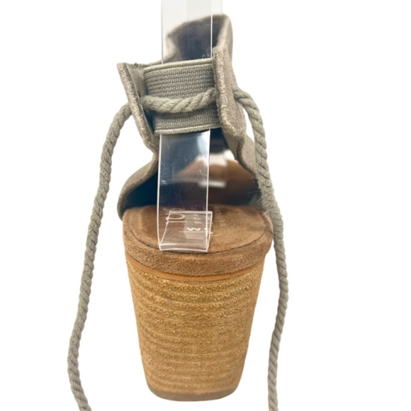 TOMS Women's Elba Desert Taupe Peep Toe Mule Heel Lace Ankle Shootie size 6 - Picture 9 of 15